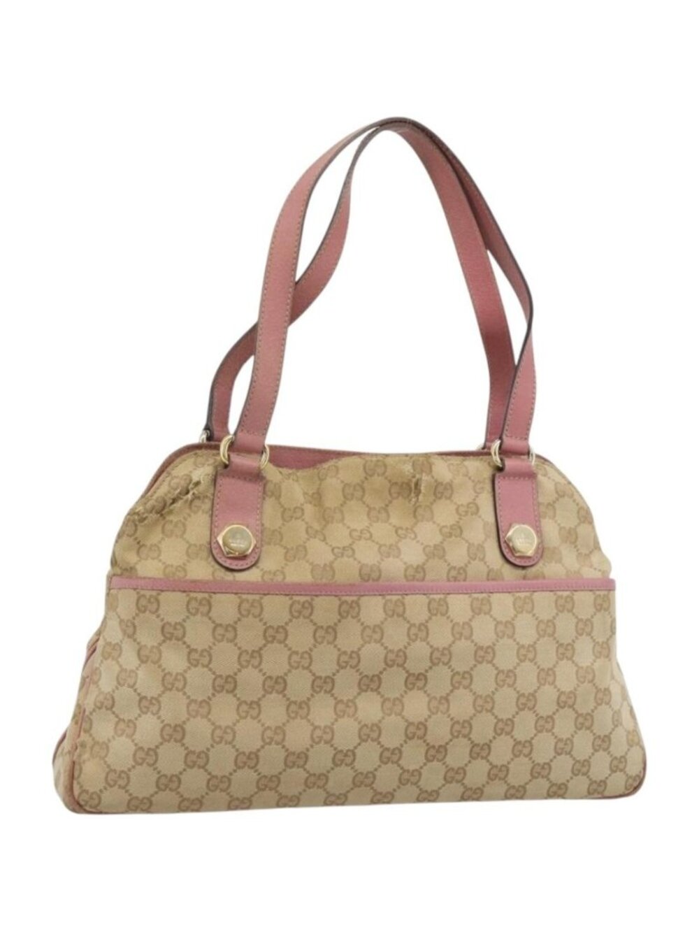 GUCCI GG Canvas Tote Bag Beige Gold 163288